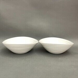 Sophie Conran Portmeirion White Soup Cereal Bowls Ribbed Lot of 2